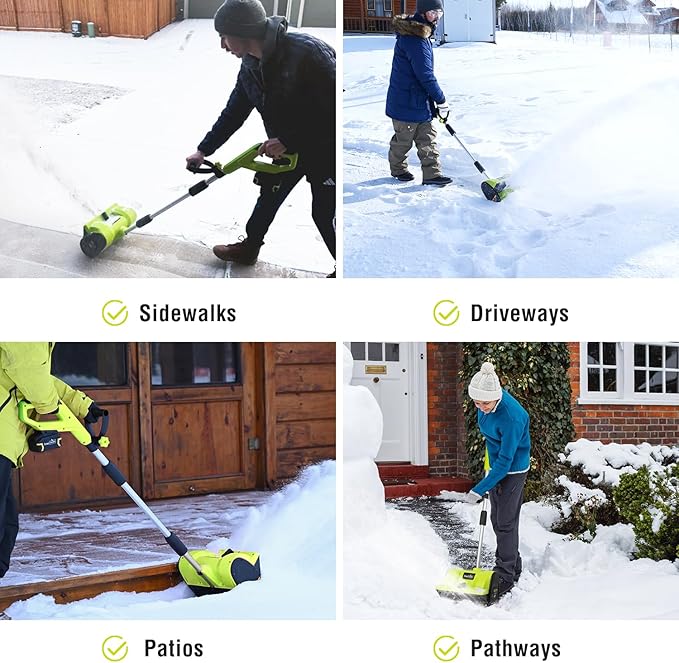 SnapFresh 20V Cordless Snow Shovel, 12” Electric Snow Thrower Kit w/Adjustable Handle & Directional Plate, Lightweight Battery-Powered Snow Blower for Driveway, 4.0Ah Battery & Fast Charger Included