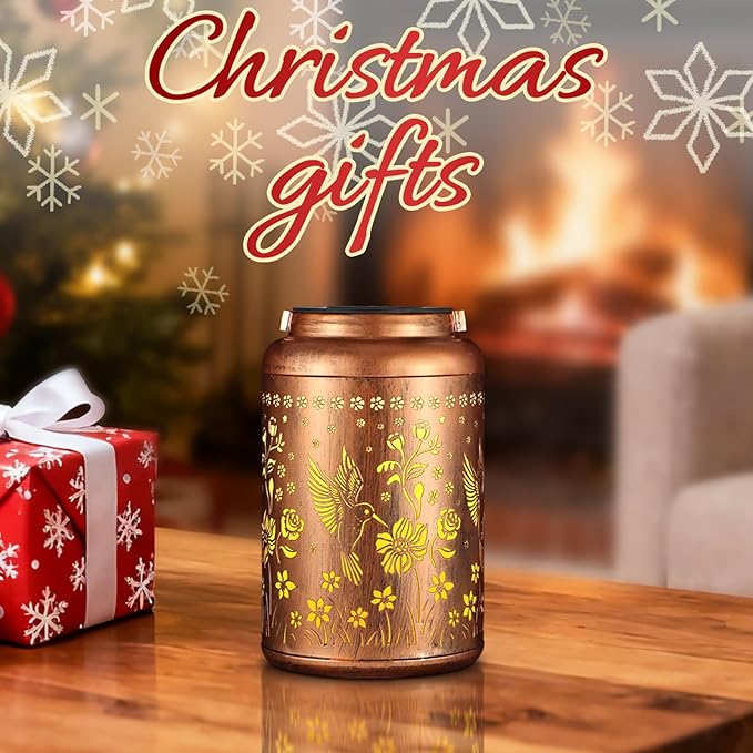 Solar Lanterns Outdoor Waterproof Hummingbird Garden Decor Gifts for Women Mom Grandma Hanging Solar Lights Metal Solar Decoration Outside for Yard, Patio, Backyard, Porch