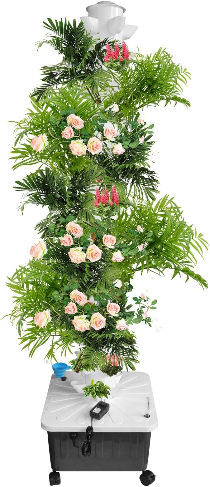 Hydroponics Tower, 14-Layer 70 Slots Hydroponic Fruit Tower with Pumb, Plants Germination Kit Indoor Vertical Planter for Apartment Detached House