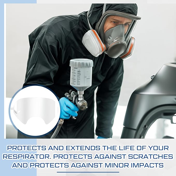 2 Pcs Replacement Parts Lens Compatible with 6000 Series Full Face Respirator and 20 Pcs Peel off Lens Cover Compatible with 6000, 6700, 6800, 6900 Series Full Face Cover, Tool Parts