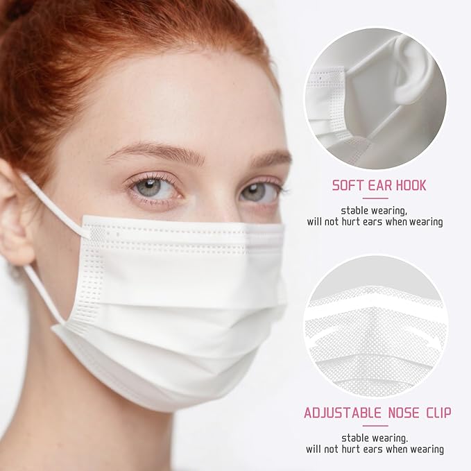 LEMENT Disposable Face Masks 125 Pcs, 3 Ply Face Mask Elastic Earloops for Indoor Outdoor, Disposable Masks for Adults, 5 Color