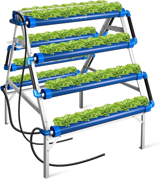 LAPOND A-Type Hydroponics Growing System Kit for Vegetables,Fruits and Herbs,with 72 Plant Sites and Food-Grade PVC-U Pipes,Suitable for Indoor and Outdoor,All New Design