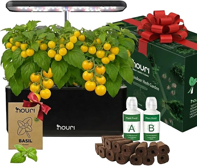 Nouri 7 Pod Smart Garden for Home Cooks with Heirloom Tomato | Hydroponics Growing System Kit | LED Grow Lights | Indoor Gardening System | Herb Garden Planter Indoor Kit | Gifts for Women & Men