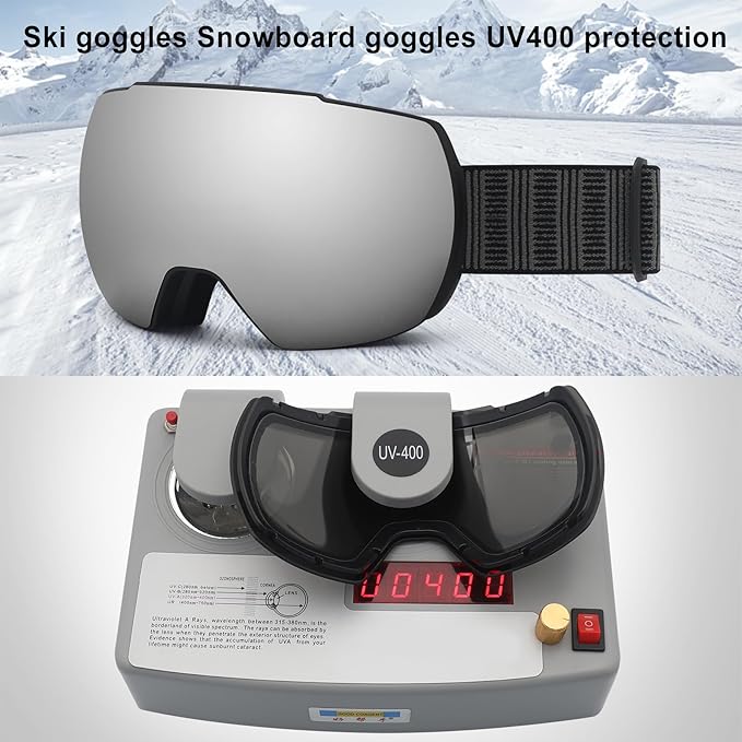 OULAIQI OTG Ski Goggles UV400 Anti-Fog Snowboard Glasses for Men Women Youth- Perfect for Skiing, Snowboarding,Winter Sports