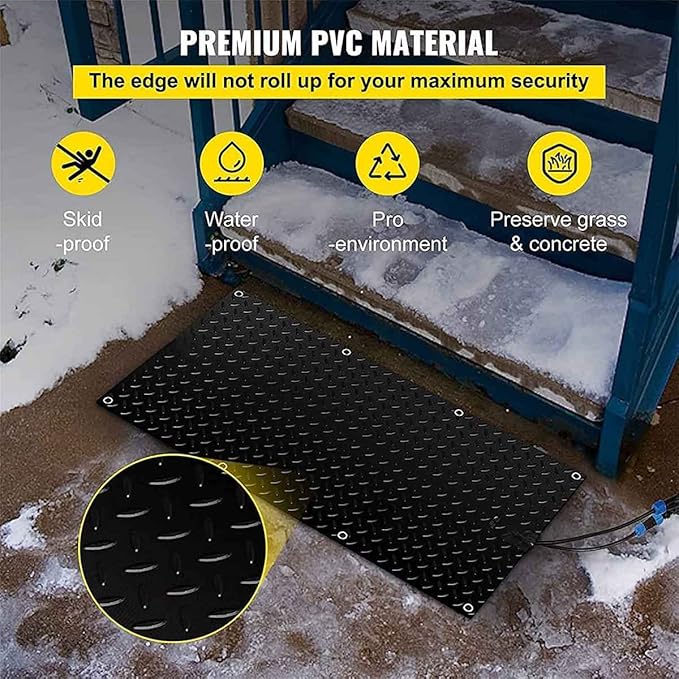 Heated Snow Melting Mats for Entrances - Outdoor Stairs- Non-Slip Winter Removal and Ice Melt Products -Heating Entrance