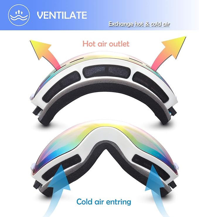 EXP VISION Snowboard Ski Goggles Men Women Youth, Anti Fog OTG Winter Snow Goggles Spherical Detachable Lens