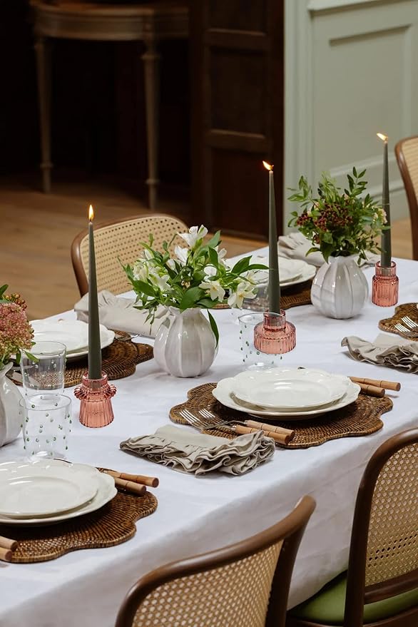 Vixdonos Glass Candlestick Holders Tealight Candle Holders for Table Centerpieces, Wedding Decor and Dinner Party (6 Pcs, Reddish Brown)