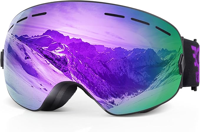 EXP VISION Snowboard Ski Goggles Men Women Youth, Anti Fog OTG Winter Snow Goggles Spherical Detachable Lens