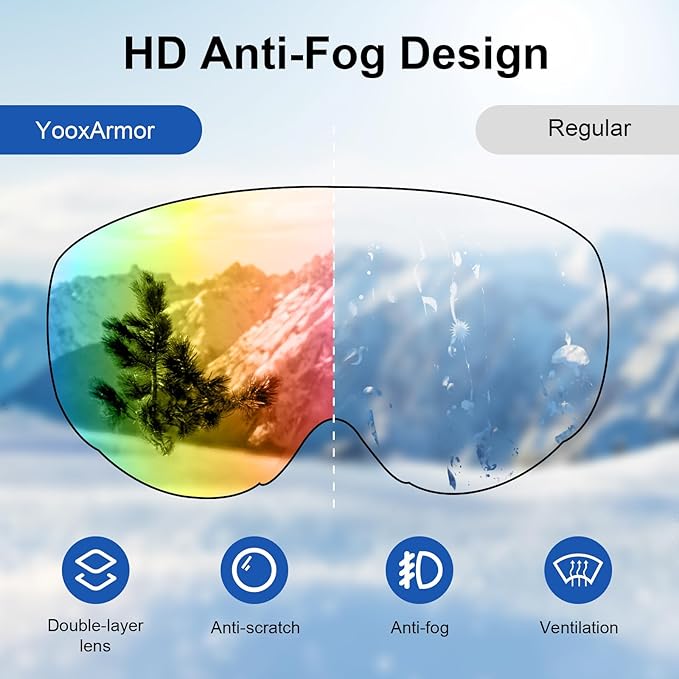 OTG Kids Ski Goggles Kids Snowboard Goggles for Boys Girls Toddler Youth Kid Snow Goggles Anti-Fog UV400 Protection