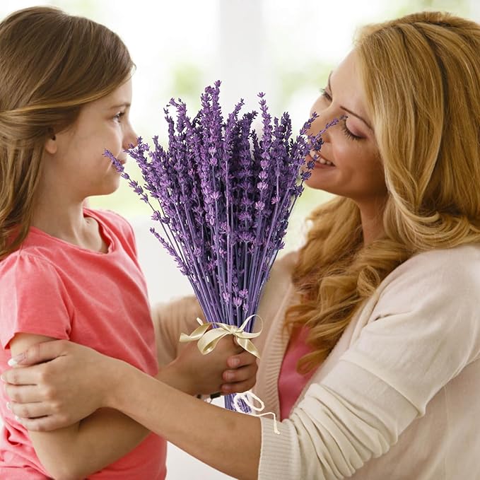 Dried Purple Lavender Flowers Bundle-Dried Preserved Lavender Bouquet 15-17" for Shower Weeding Home Vase Decor, Crafts, Aromatherapy, Fragrance, Fresh Silk Dry Live Plants, 50g(1.76oz)