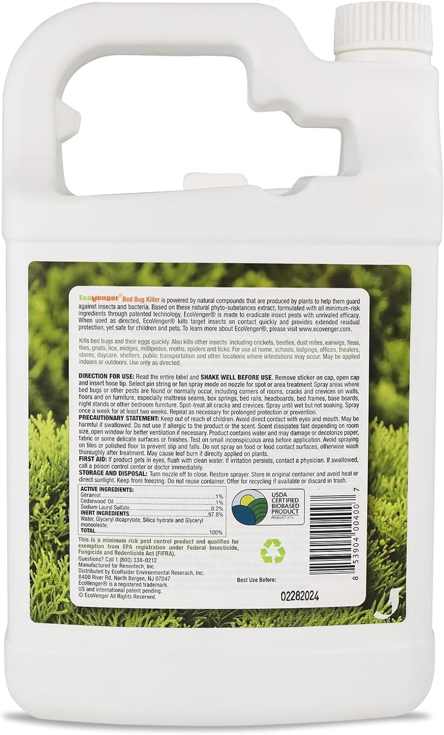 EcoVenger (Formerly EcoRaider) Bed Bug Killer with Remote Sprayer 1Gal - Kills 100% All Stages on Contact- Kills Resistant Bugs- Kills Eggs- 14 Day Residual Protection- Non-toxic- Child & Pet Friendly