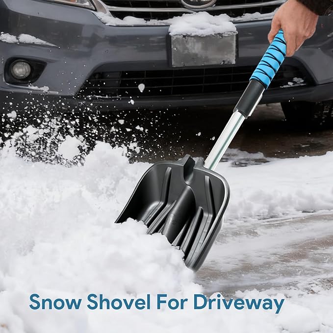 Extendable Snow Brush with Ice Scraper Telescopic Snow Shovel for Driveway Ice and Snow Removal Tool Kit for Car Truck Vehicle Emergency Use in Winter Snowy Storm (Shovel Brush Scraper Set)