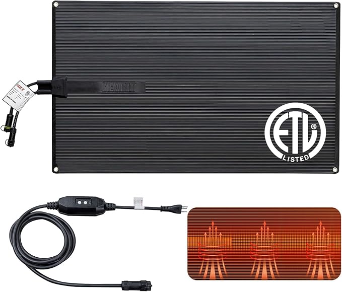 HEATIT Heated Snow Melting Mats, Heated Outdoor Rubber Mats for Entrances, Snow Melting and Ice Melting Mats for Sidewalks,Includes,Power Cable with Straight Plugt (24" X 40")