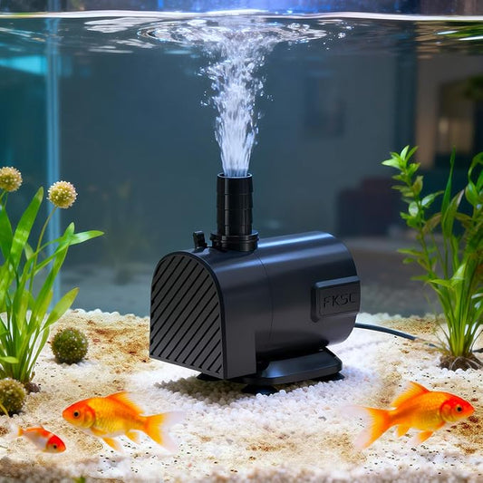 225 GPH Submersible Fountain Pump – Adjustable Flow, Dual-Suction Side/Bottom Intake, Ultra‑Quiet with Thermal Protection – Ideal for Fish Tanks, Ponds, Aquariums, Statuary & Hydroponics (Black)