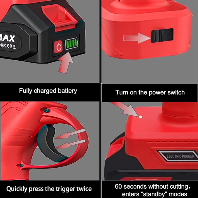 Electric Pruning Shears, 1.2"30mm Cordless Pruning Shears, 20V 2.0Ah Li-ion Battery Pruning Shears, Brushless Motor Electric Shears For Gardening, SK5 Blade Electric Pruners Cordless JOVANT