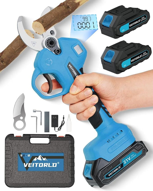 Upgraded Electric Pruning Shears, 1.6" Cutting Diameter Cordless Pruner with 2*2.0Ah Rechargeable Batteries&SK5 Blade, Garden Pruning Tool for Tree Branches, Gifts for Men Boyfriend Him Valentines Day