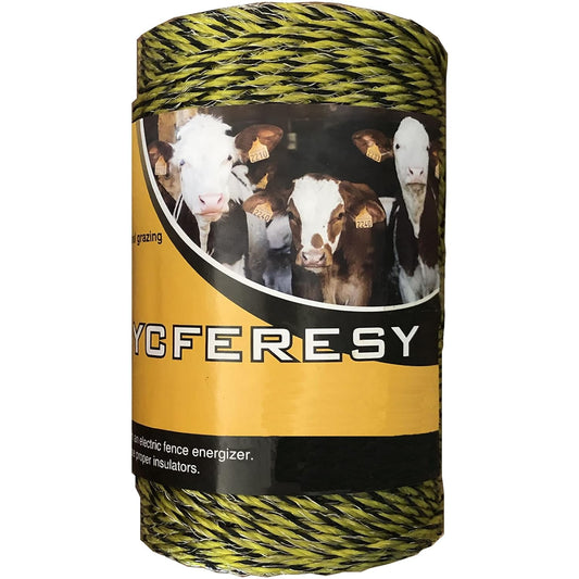 Electric Fence Polywire 656 Feet，200 Meter，6 Stainless Steel Strands for Reliable Conductivity and Rust Resistance，Portable Electric Fence Rope