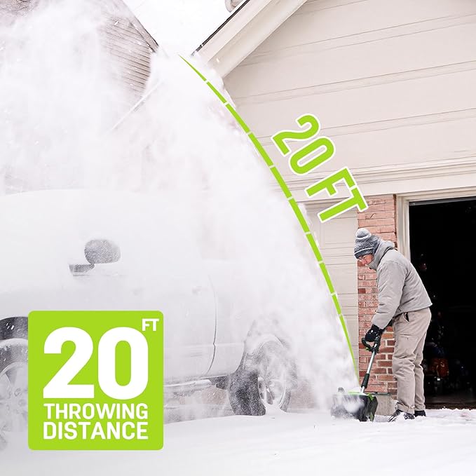 STEELITE Cordless Snow Shovel 12 Inch, 21V Battery Snow Shovel, 20-Feet Snow Throwing Distance, Plows 300lbs/Min Electric Snow Blower with Directional Plate, 4.0Ah Battery & Quick Charger Included