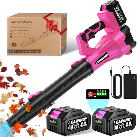 Cordless Leaf Blower, 21V Battery Leaf Blower with 6-Speed Levels, Handheld Lightweight Blower & 2 Extended Tubes, Snow Blower for Blowing Leaves, Lawn, Garden, Garage, Yard, Valentine's Day Gift