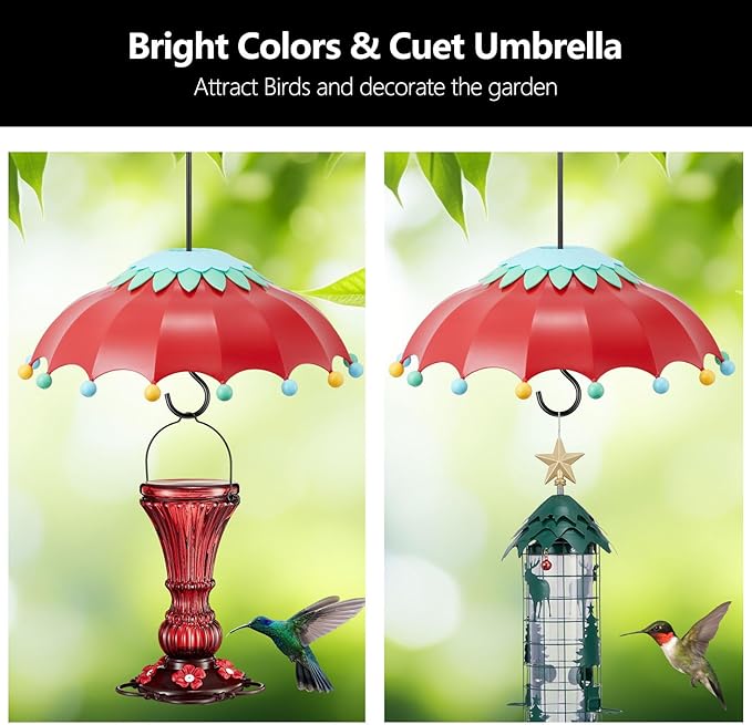 Baffle for Bird Feeder Cover with 3 Hooks, Suitable for Hummingbird Feeders, Built-in Moat, Protective Rain Cover, 14 inches, Purple