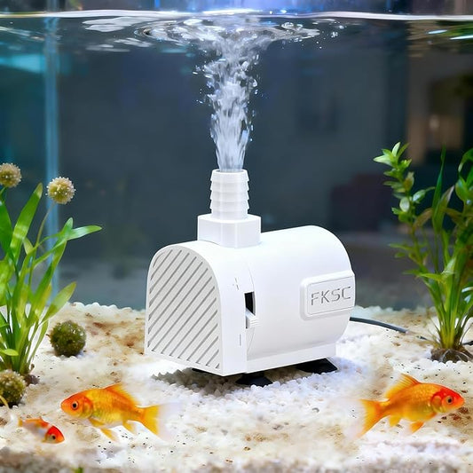 50 GPH Submersible Water Pump - Fountain Pump for Aquarium & Fish Tank Mini, Adjustable Flow Control, Dual-Suction Side/Bottom Intake, Outdoor Water Fountain, Hydroponics, Pond (White)