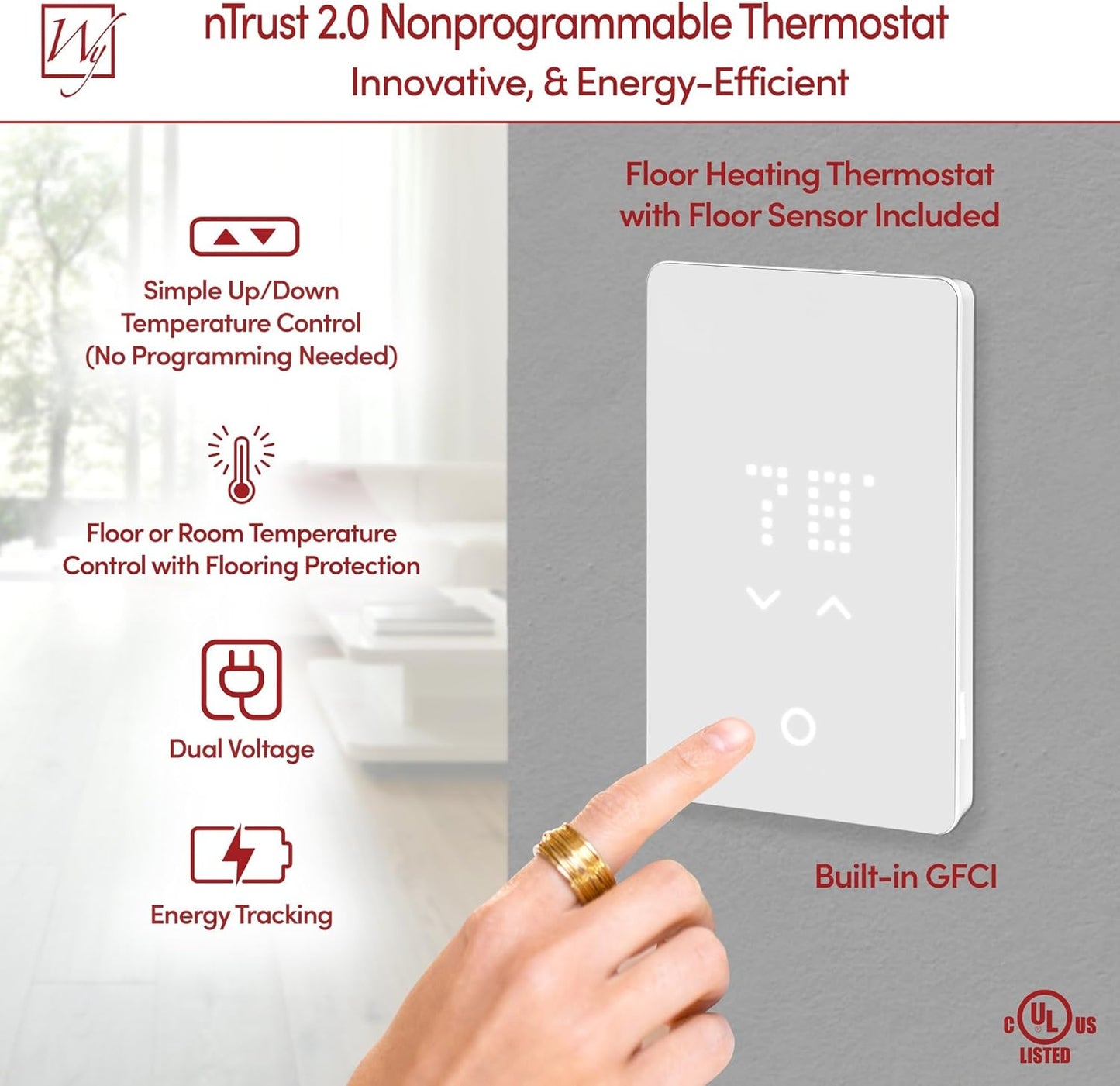 81 Sqft Heated Floor Mat Kit with Radiant Floor Heating System Thermostat UTN5, Two Sensors, Tester, 240V Electric Radiant Floor Heating Mat installs under Bathroom Tile, Vinyl - WarmlyYours TempZone