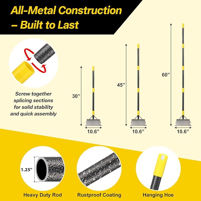 Garden Flat Shovel,60” Ice Scraper,Snow Shovel for Driveway, Stainless Steel Multifunctional Cleaning Shovels Chopper Floor Scraper for Outdoor Walkway Car Snow Ice Weeds Moss Removal