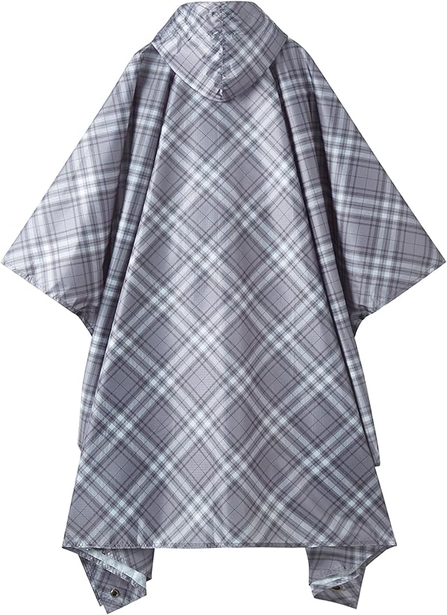 PTEROMY Hooded Rain Poncho for Adult with Pocket, Waterproof Lightweight Unisex Raincoat for Hiking Camping Emergency