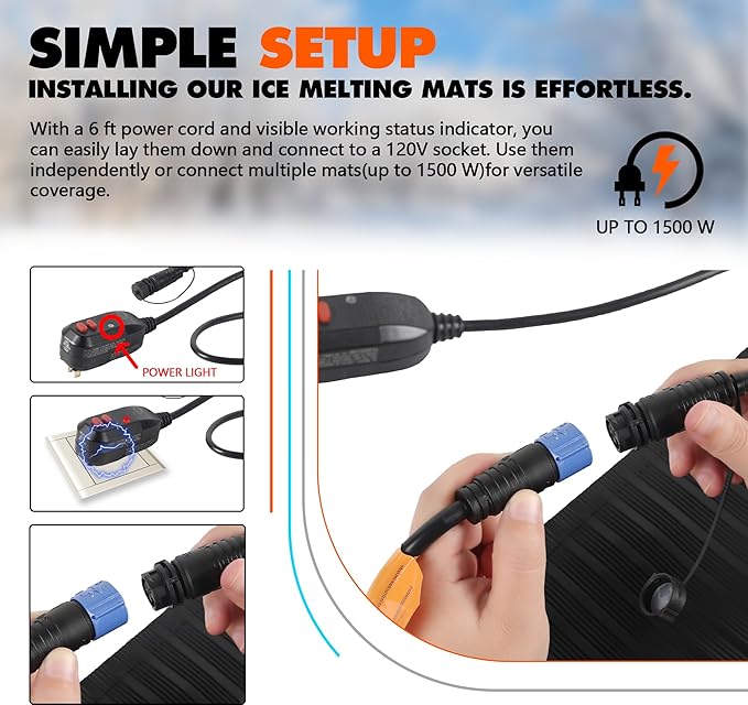 （2-Pack） 20"x60" Heated Walkway Mats for Snow Removal - Advanced Winter Winter Outdoor Heating Snow Carpet Mat Reliable Snow and Ice Melting System No Slip Safety Outdoor Heated Mats