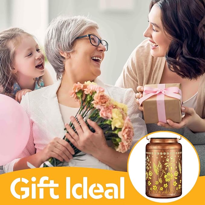 Solar Lanterns Outdoor Waterproof Hummingbird Garden Decor Gifts for Women Mom Grandma Hanging Solar Lights Metal Solar Decoration Outside for Yard, Patio, Backyard, Porch