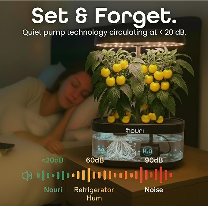 Nouri 7 Pod Smart Garden for Home Cooks with Heirloom Tomato | Hydroponics Growing System Kit | LED Grow Lights | Indoor Gardening System | Herb Garden Planter Indoor Kit | Gifts for Women & Men