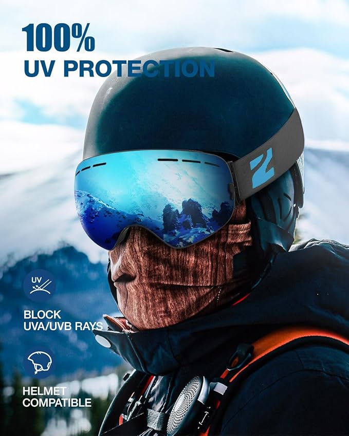 ZIONOR X Ski Goggles - OTG Snowboard Goggles Detachable Lens for Men Women Adult