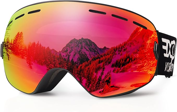 EXP VISION Snowboard Ski Goggles Men Women Youth, Anti Fog OTG Winter Snow Goggles Spherical Detachable Lens