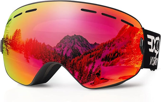 EXP VISION Snowboard Ski Goggles Men Women Youth, Anti Fog OTG Winter Snow Goggles Spherical Detachable Lens