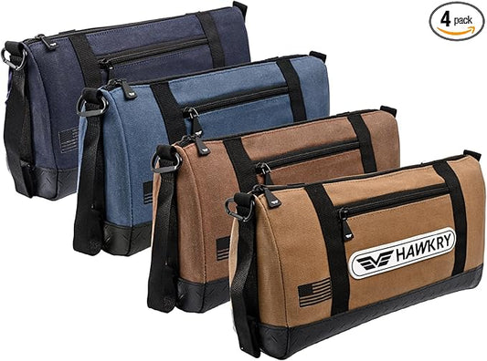 HAWKRY Heavy Duty Canvas Tool Bag Set of 4 – Waterproof Canvas Zipper Pouch, Garden Tool Bag, Construction Bags Heavy Duty, Small Zipper Pouch, Motorcycle Tool, Multipurpose Fishing Bag