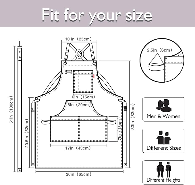 5 Pack Kitchen Apron, Work Apron, Canvas, Multiple Pockets, Gardening, Painting, BBQ, Artist, Carpenter, Sizes M to XXL, Grey