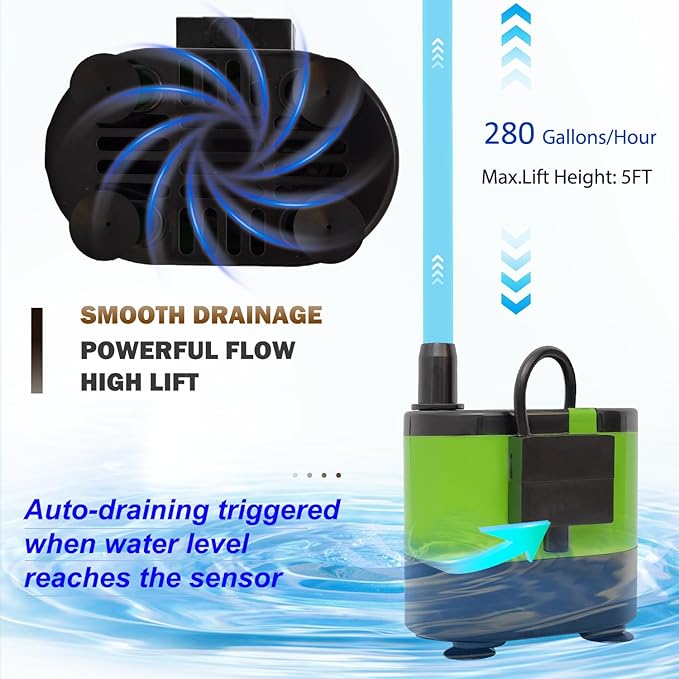 Automatic Submersible Pump With Level Sensor,5 FT Height Fountain Water Pump For Pond, Aquariums,Fish Tank, Hydroponics,Auto Shut off, WP01