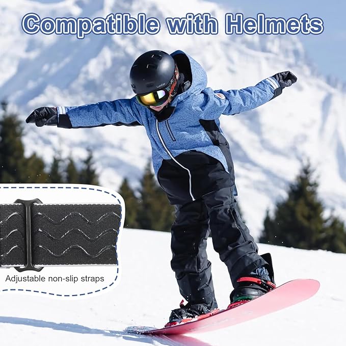 OTG Kids Ski Goggles Kids Snowboard Goggles for Boys Girls Toddler Youth Kid Snow Goggles Anti-Fog UV400 Protection