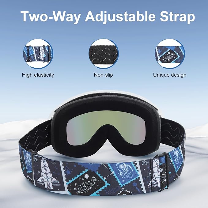 OTG Kids Ski Goggles Kids Snowboard Goggles for Boys Girls Toddler Youth Kid Snow Goggles Anti-Fog UV400 Protection