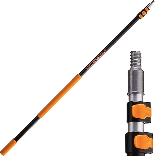 4-12 ft Long Telescopic Extension Pole // Multi-Purpose Extendable Pole with Universal Twist-on Metal Tip // Lightweight and Sturdy // Best Telescoping Pole for Painting, Dusting and Window Cleaning