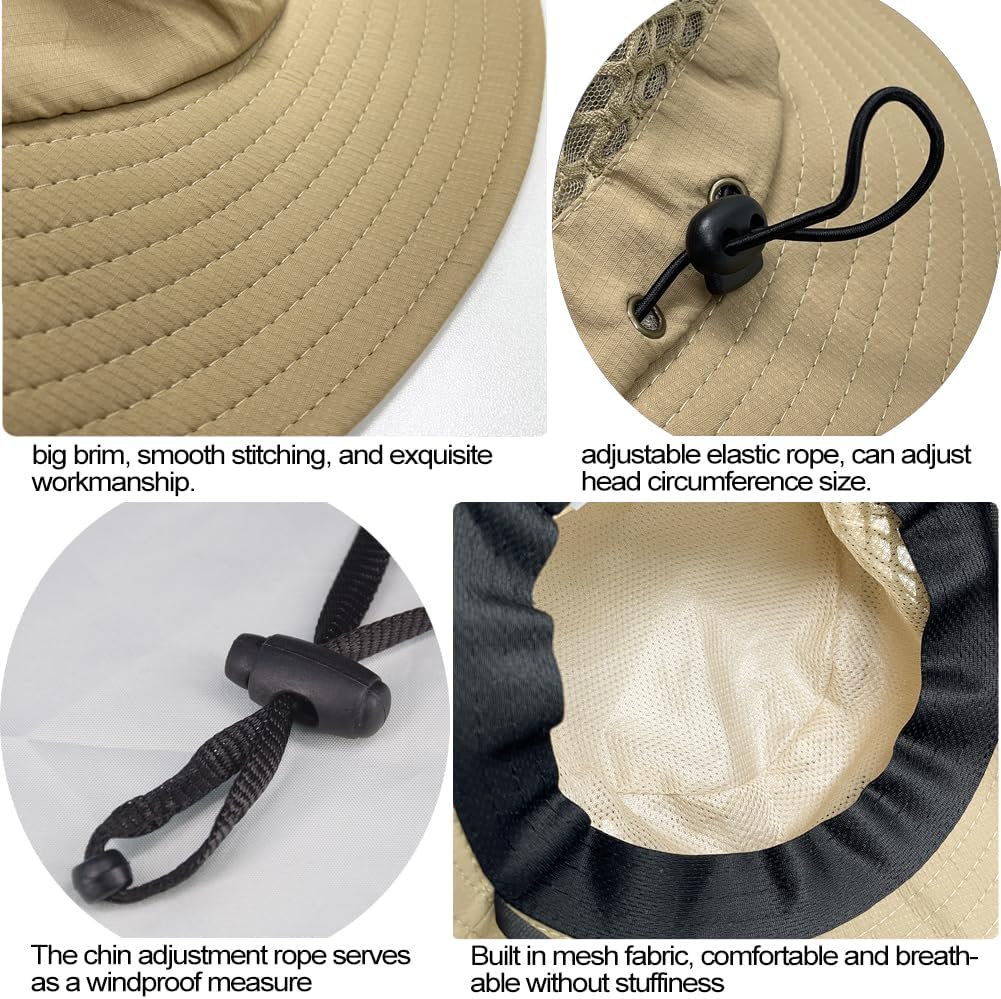Fishing Hat, UPF50+ Wide Brim Sun Hat for Men Women, UV Protection Hiking Beach Bucket Hats Summer Safari Hat