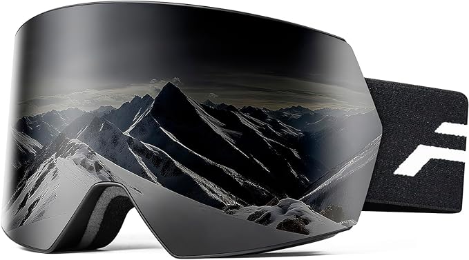 Ski Goggles for Men Women,Frameless UV Protection OTG Anti-fog Snowboard Snow Skating Goggles