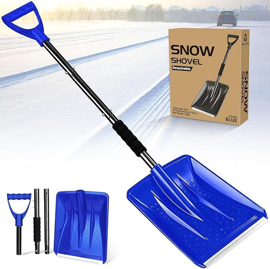 Snow Shovel, 2025 New Upgrade Large-Capacity Lightweight Aluminum Portable Snow Removal Tool, Parent-Child Playing Snow Shovel, Shovel for Car Driveway, Garden, Camping (Blue)