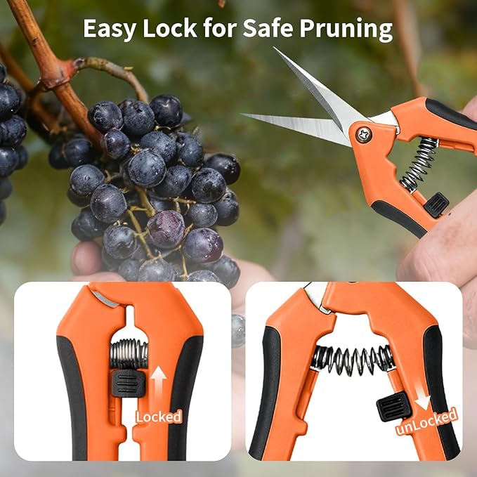 4 Pack Garden Pruning Shears, Stainless Steel Shears, Gardening Shears Scissors Pruning Shears for Gardening Tools (2pcs Orange+1pcs Green+1pcsBlue)