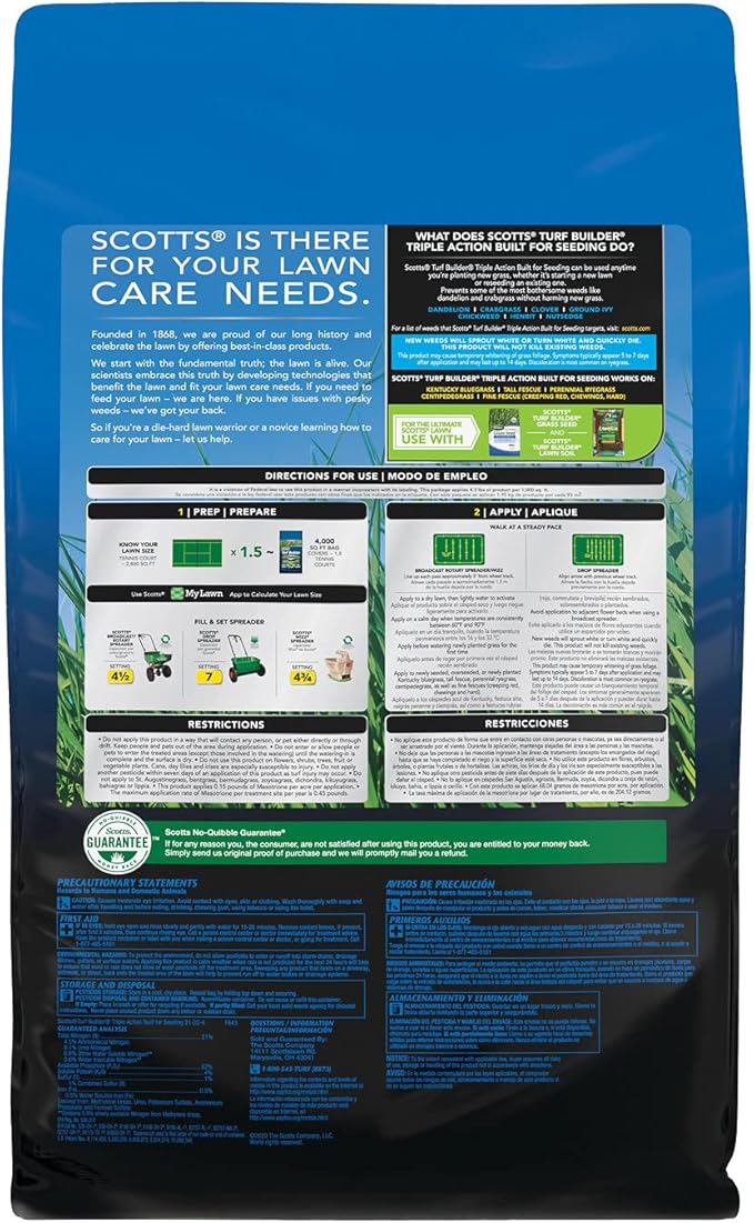 Scotts Turf Builder Triple Action Built For Seeding, Weed Preventer and Fertilizer for New Lawns, 4,000 sq. ft., 17.2 lbs.