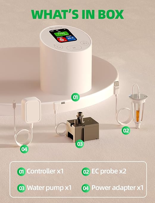 LetPot EC & Temperature Meter with APP and Water Pump Multi-Layer Electroplated Probe, Water Shortage Reminder, Conductivity Meter for Hydroponic System and Indoor Plant Grow (with Pump)