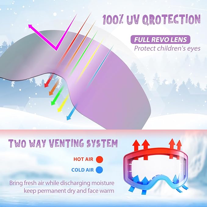 EXP VISION Ski/Snowboard Goggles Parent-child Snow Goggles Over Glasses for Men, Women Youth Kids