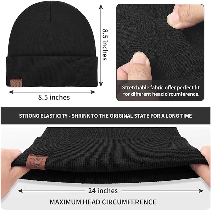 OZERO Winter Beanie Daily Hat - Thermal Polar Fleece Ski Stocking Skull Cap for Men and Women