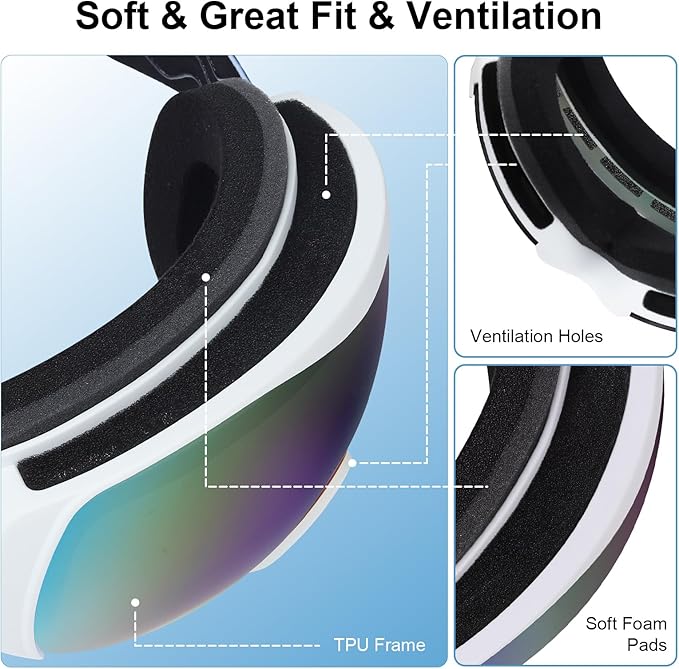 OTG Kids Ski Goggles Kids Snowboard Goggles for Boys Girls Toddler Youth Kid Snow Goggles Anti-Fog UV400 Protection
