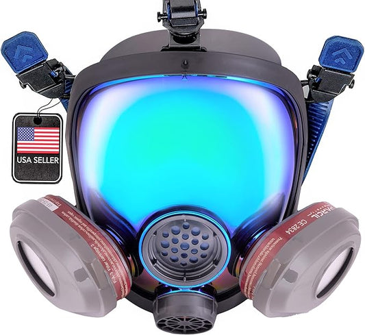 Parcil Distribution Full Face Respirator Mask - Air Purifying, Organic Vapor & Particulate - Industrial Use - CE Tested